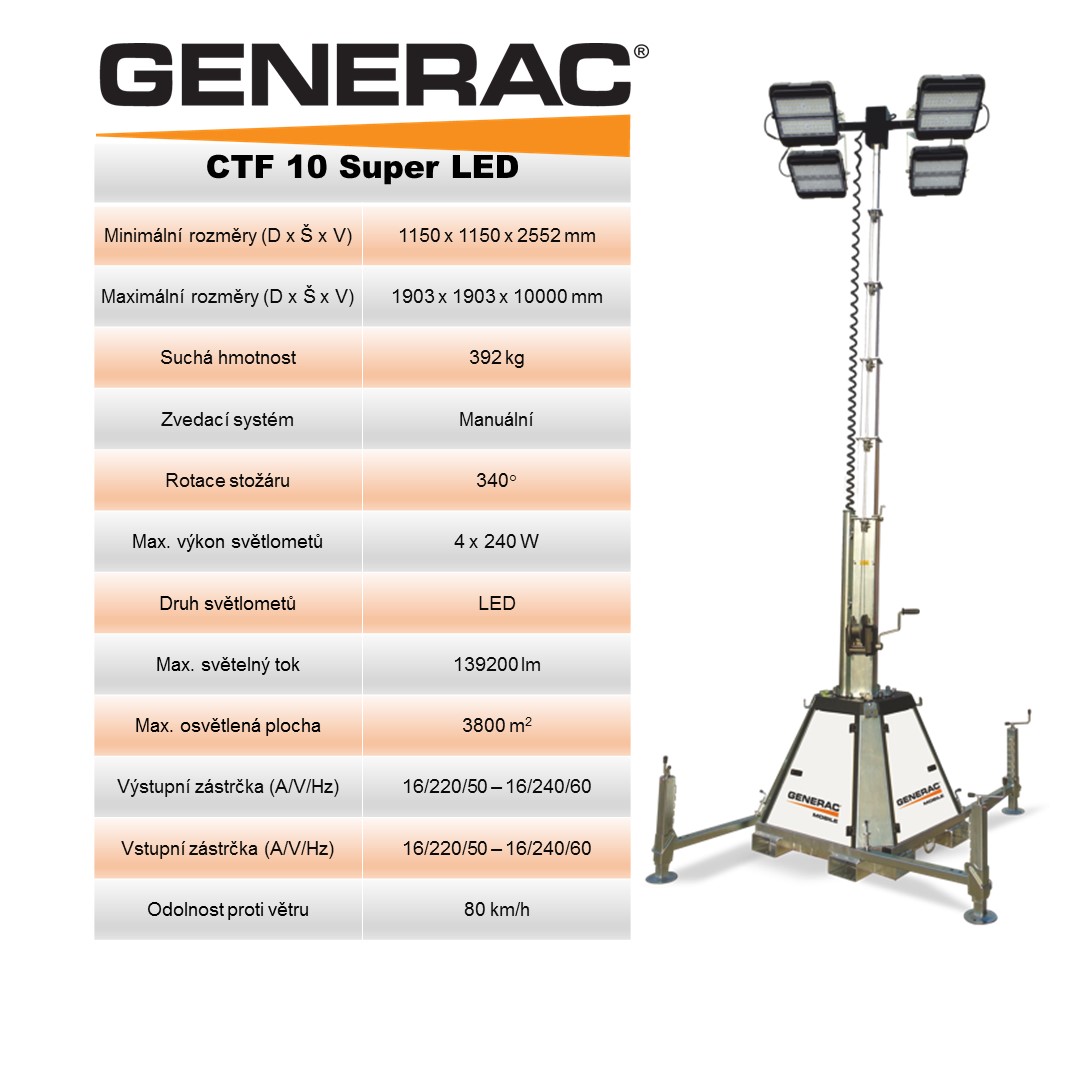 Světelná věž Generac CTF10