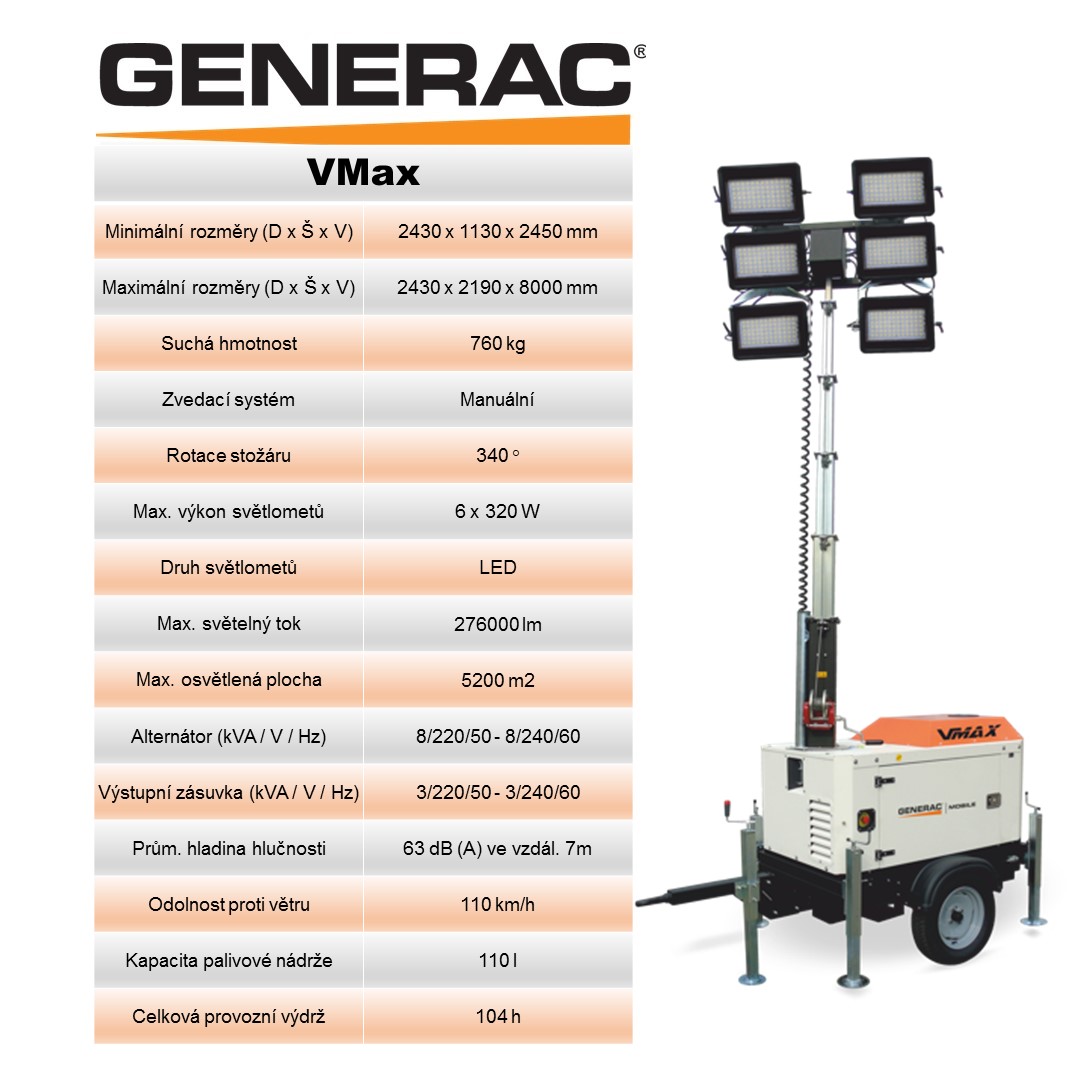 Osvětlovací věž Generac VMAX